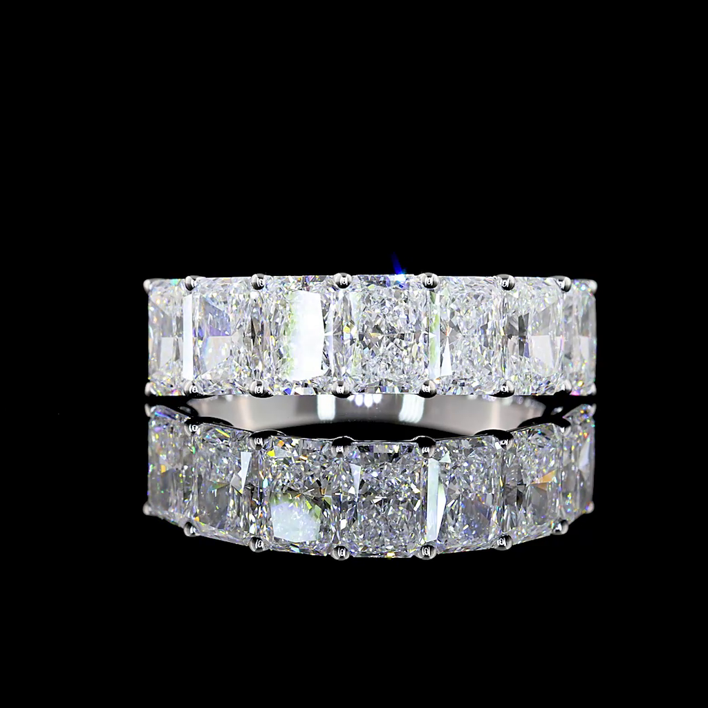 2.96 Cts 14k White Gold Radiant Shape 7 Stones Eternity Band - Video