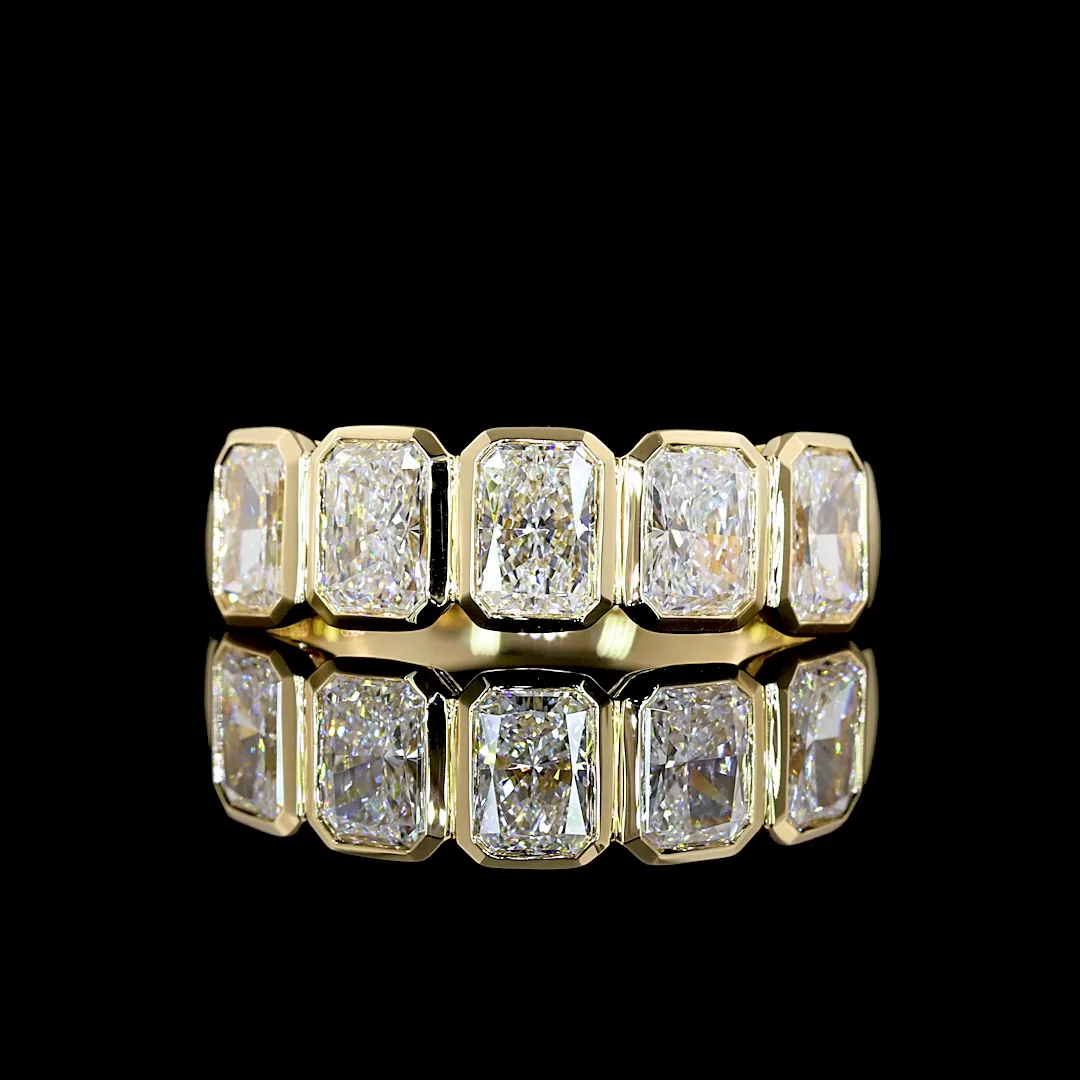2.05 Cts 14k Yellow Gold Radiant Shape 5 Stones Eternity Band - Video