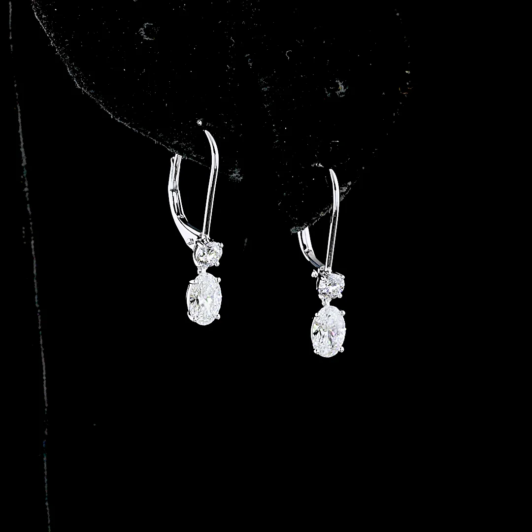 1.34 Cts 14k White Gold Mix Shape Hanging Earring - Image 2