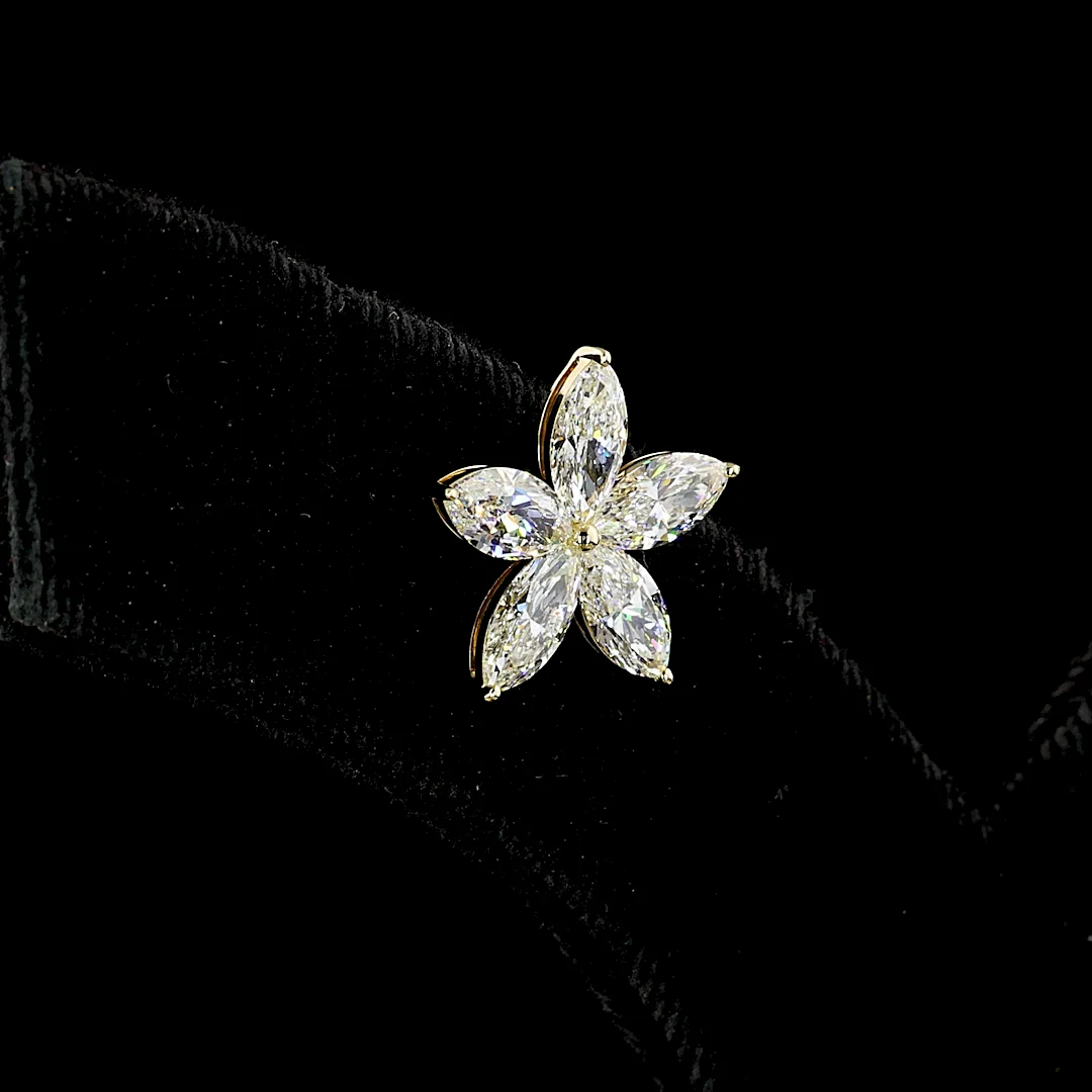 3.18 Cts 14k Yellow Gold Marquise Shape Studs Earring - Image 2