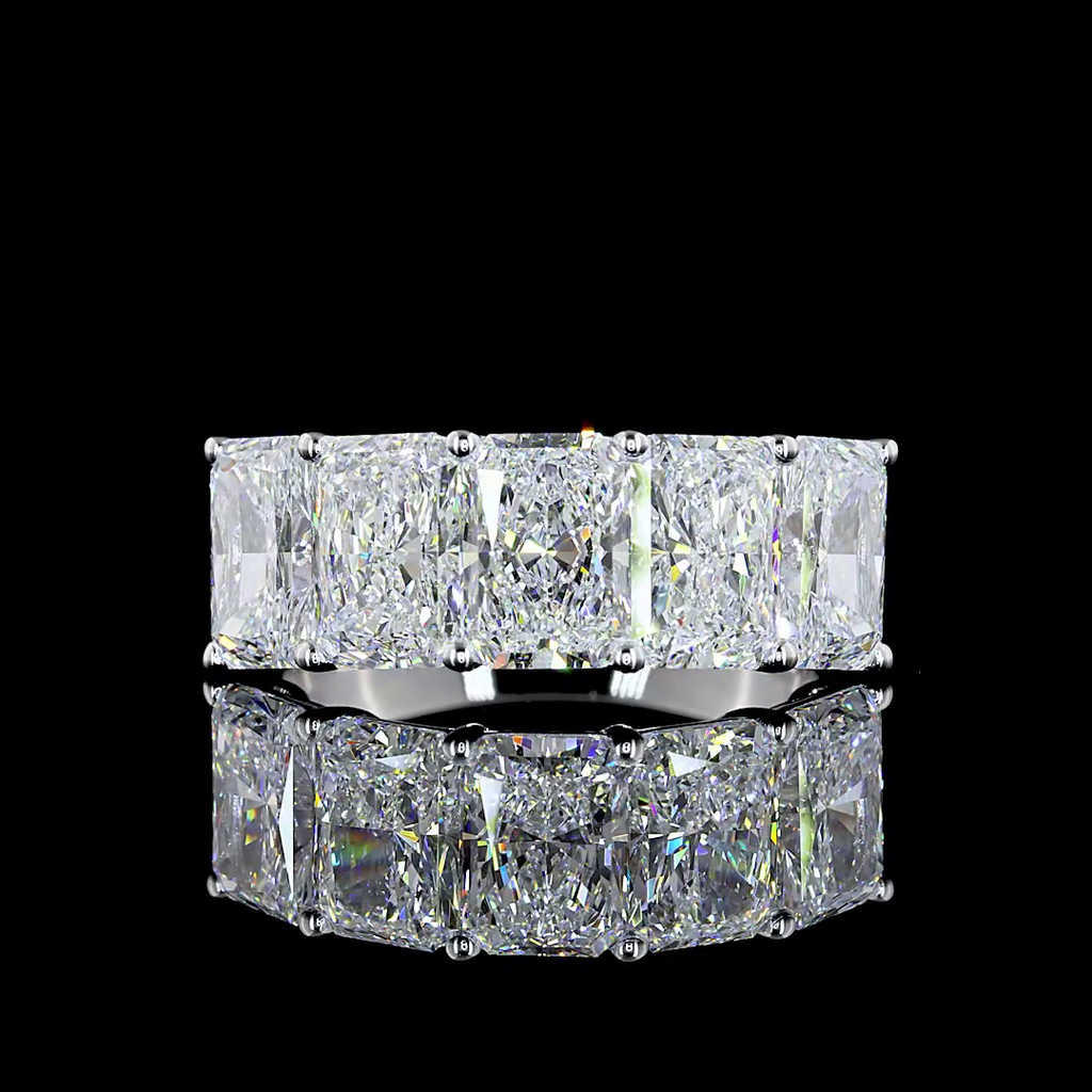 5.03 Cts 14k White Gold Radiant Shape 5 Stones Eternity Band - Video