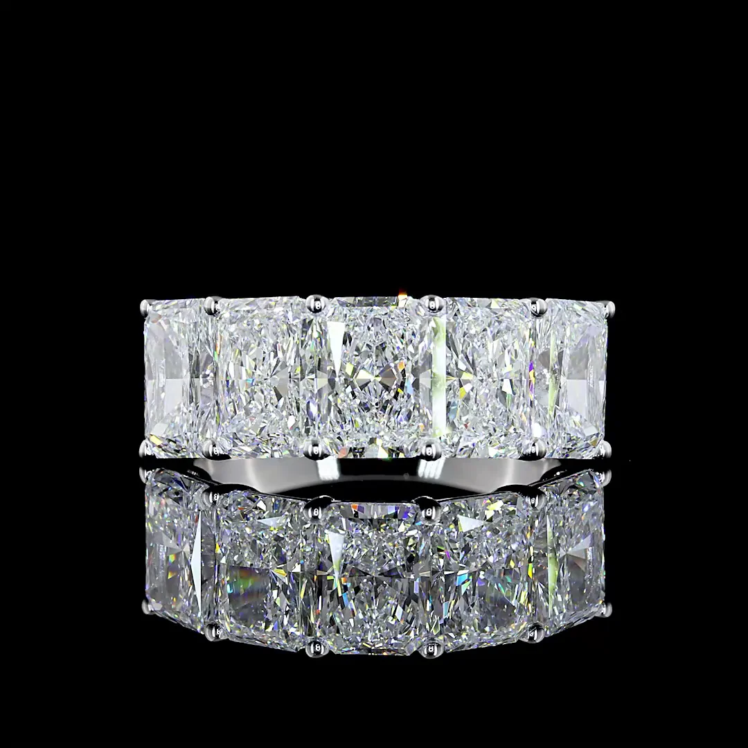 5.03 Cts 14k White Gold Radiant Shape 5 Stones Eternity Band - Video