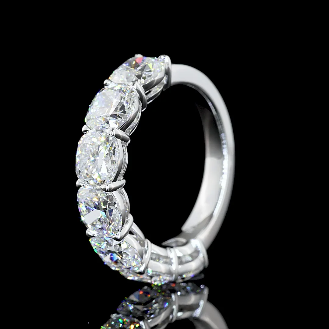 5.03 Cts 14k White Gold Square Cushion Brilliant Shape Half Eternity Eternity Band - Image 4