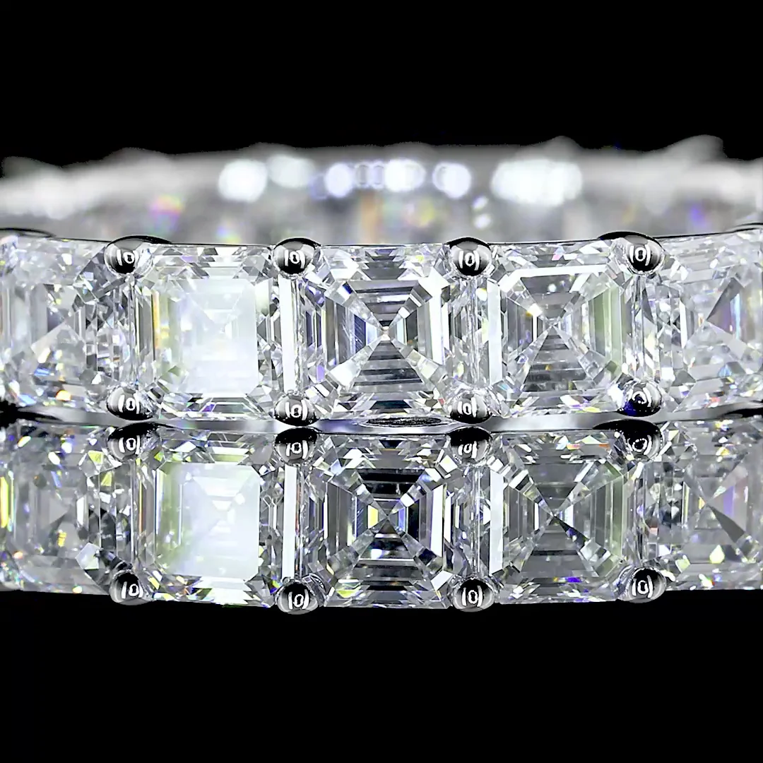 3.03 Cts 14k White Gold Asscher Shape Eternity Band Eternity Band - Image 3