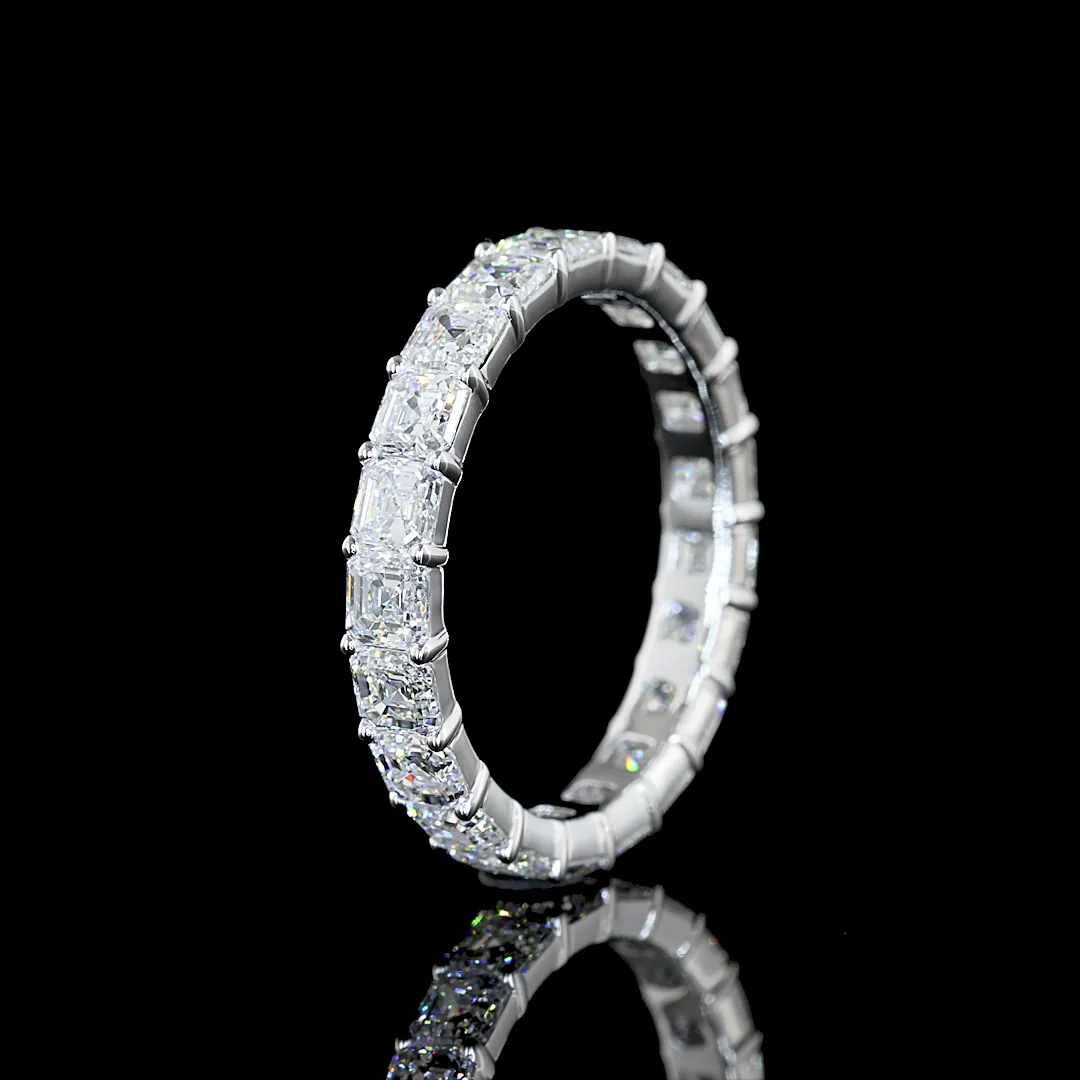 3.03 Cts 14k White Gold Asscher Shape Eternity Band Eternity Band - Image 4