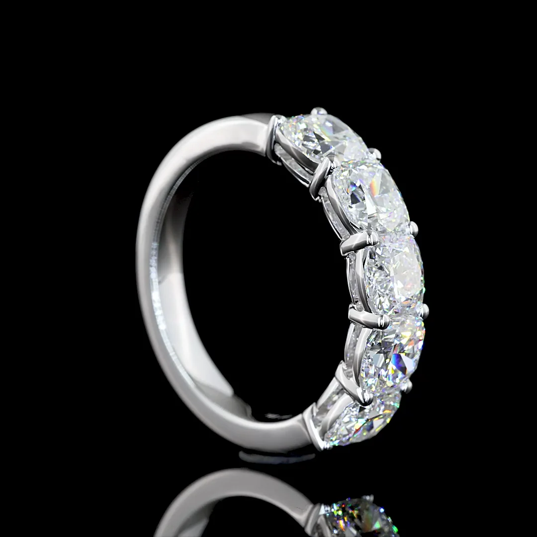 3 Cts 14k White Gold Square Cushion Brilliant Shape 5 Stones Eternity Band - Image 2