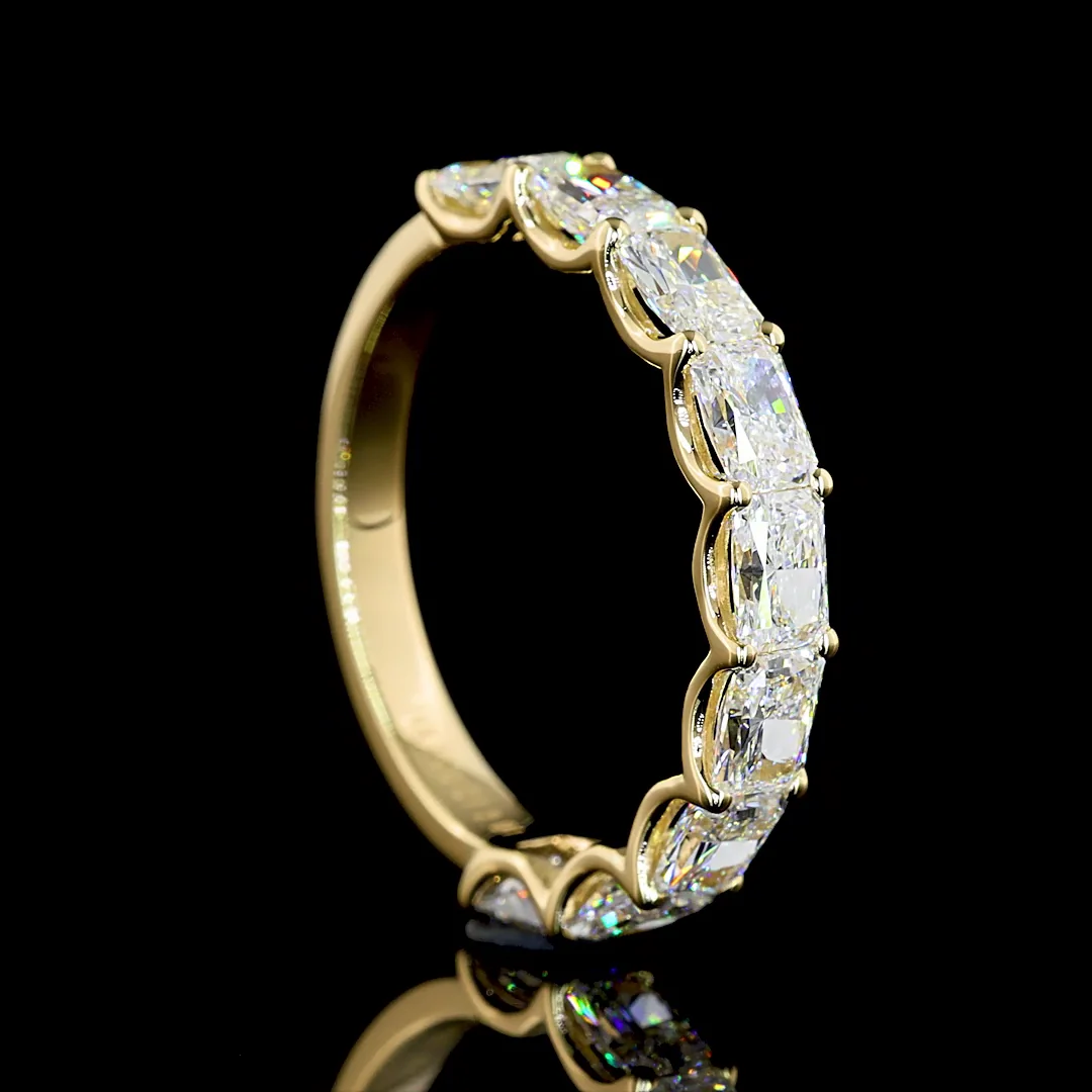 2.01 Cts 14k Yellow Gold Radiant Shape Half Eternity Eternity Band - Image 2