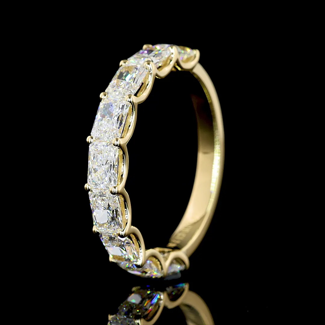 2.01 Cts 14k Yellow Gold Radiant Shape Half Eternity Eternity Band - Image 4