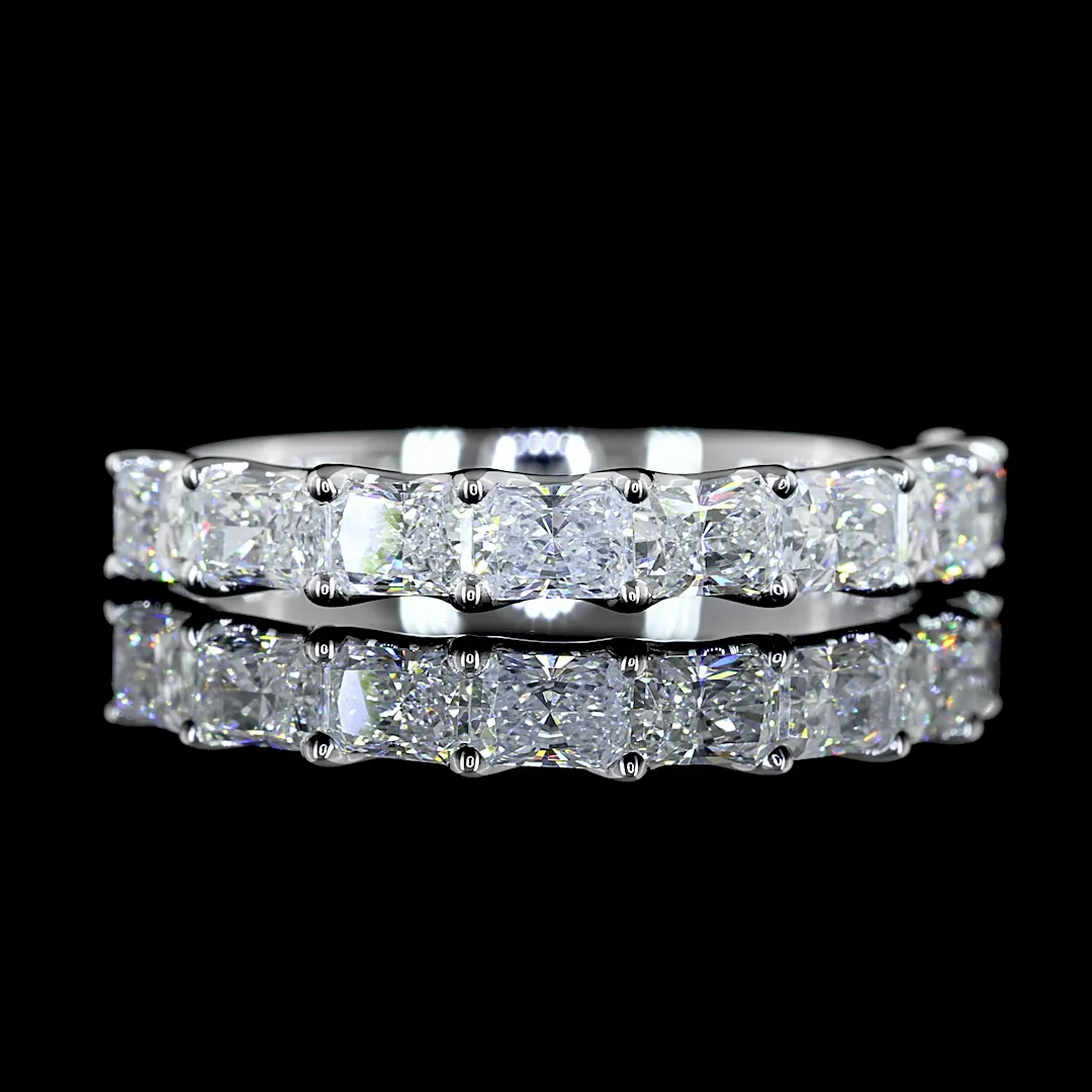 1.08 Cts 14k White Gold Radiant Shape Half Eternity Eternity Band - Video