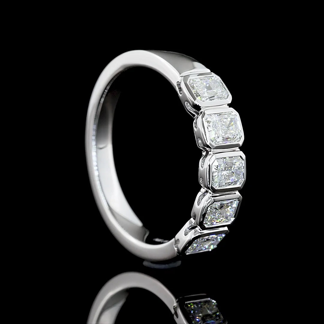 1.03 Cts 14k White Gold Radiant Shape 5 Stones Eternity Band - Image 2