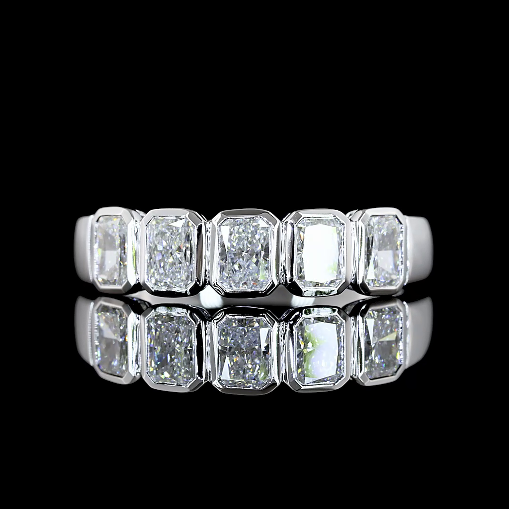 1.03 Cts 14k White Gold Radiant Shape 5 Stones Eternity Band - Video