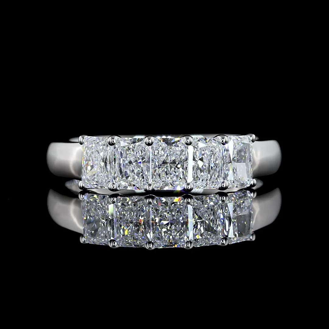 1 Cts 14k White Gold Radiant Shape 5 Stones Eternity Band - Video