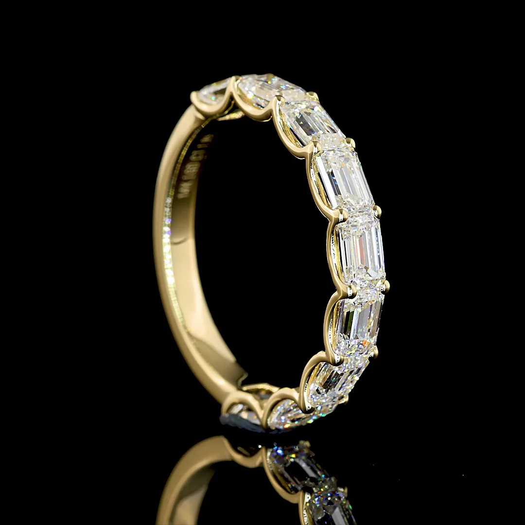 1.95 Cts 14k Yellow Gold Emerald Shape Half Eternity Eternity Band - Image 2
