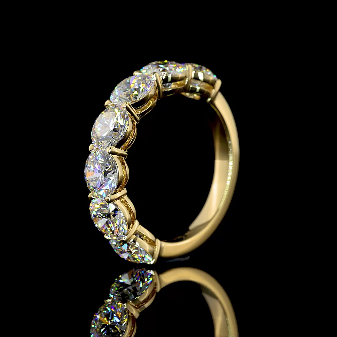 3.92 Cts 14k Yellow Gold Round Shape Half Eternity Eternity Band - Image 4
