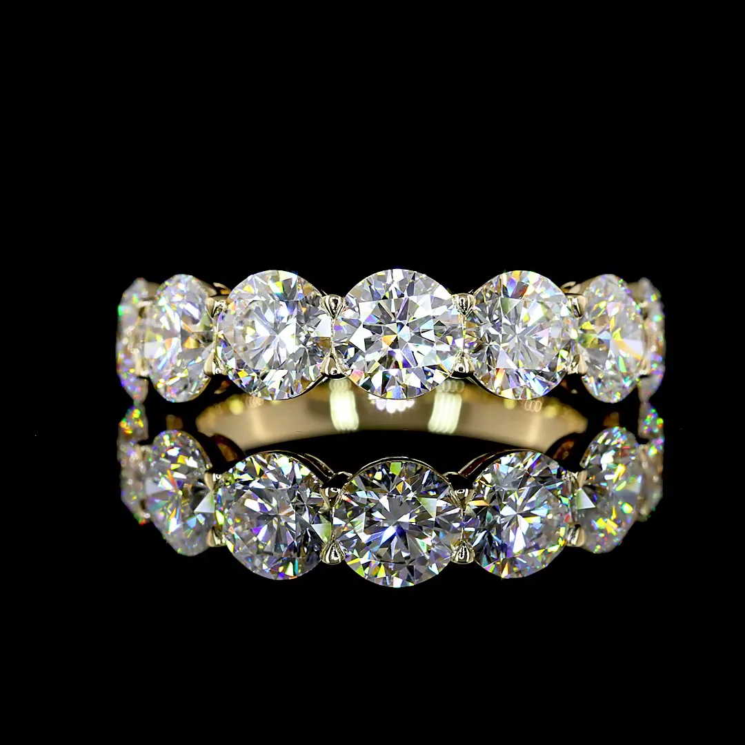 3.92 Cts 14k Yellow Gold Round Shape Half Eternity Eternity Band - Video