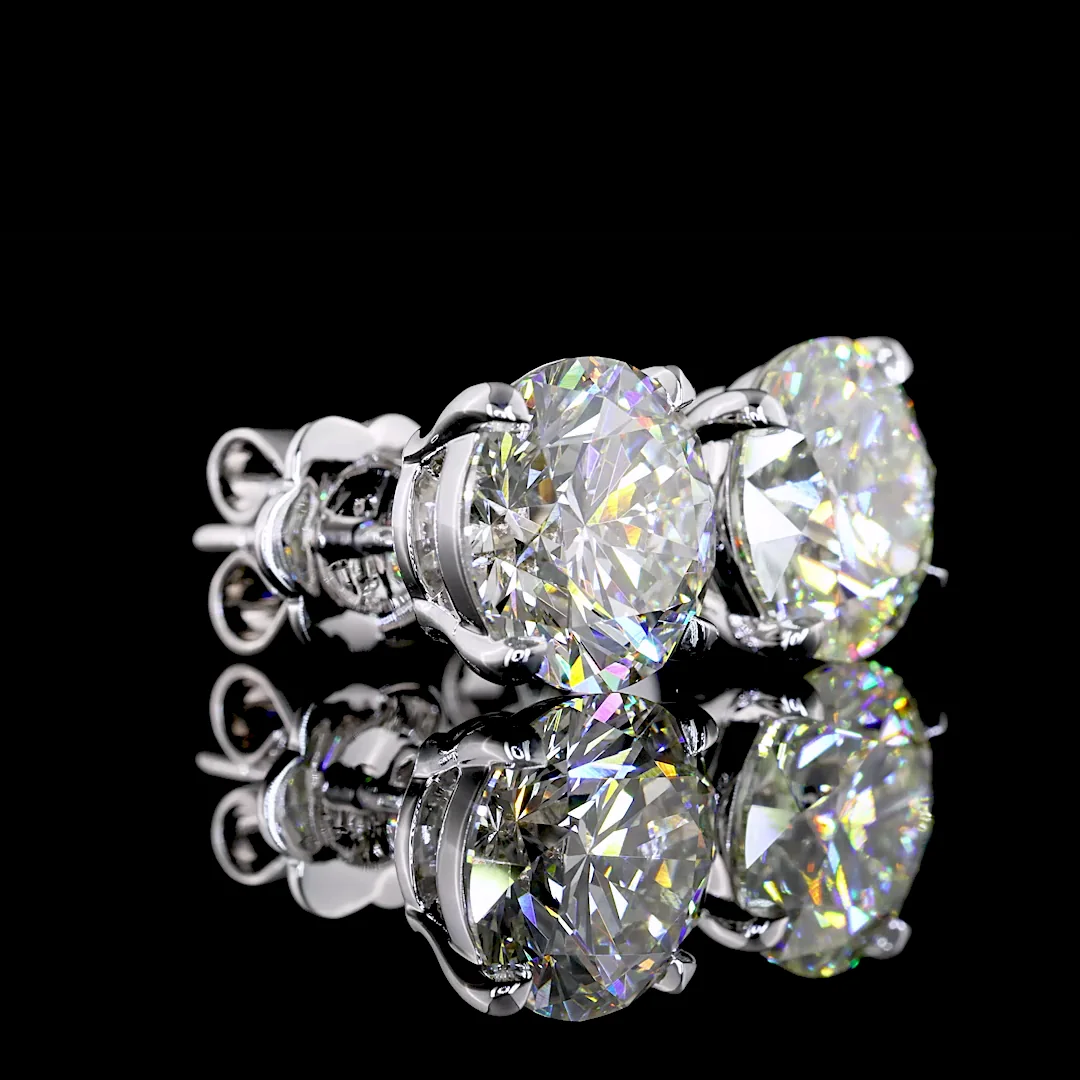 5.43 Cts 14k White Gold Round Shape Studs Earring - Video