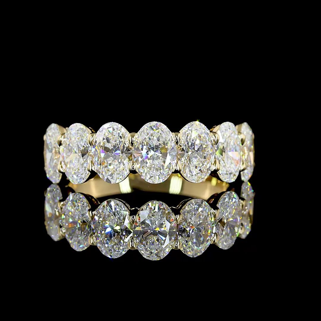 2.98 Cts 14k Yellow Gold Oval Shape 7 Stones Eternity Band - Video