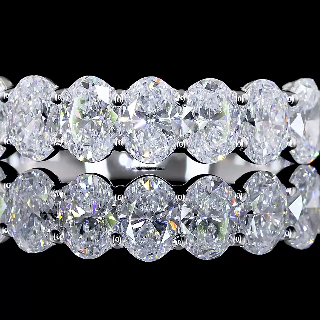0.94 Cts 14k White Gold Oval Shape 7 Stones Eternity Band - Image 3