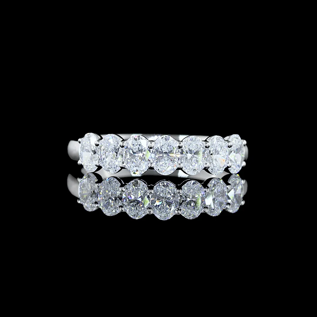 0.94 Cts 14k White Gold Oval Shape 7 Stones Eternity Band - Video
