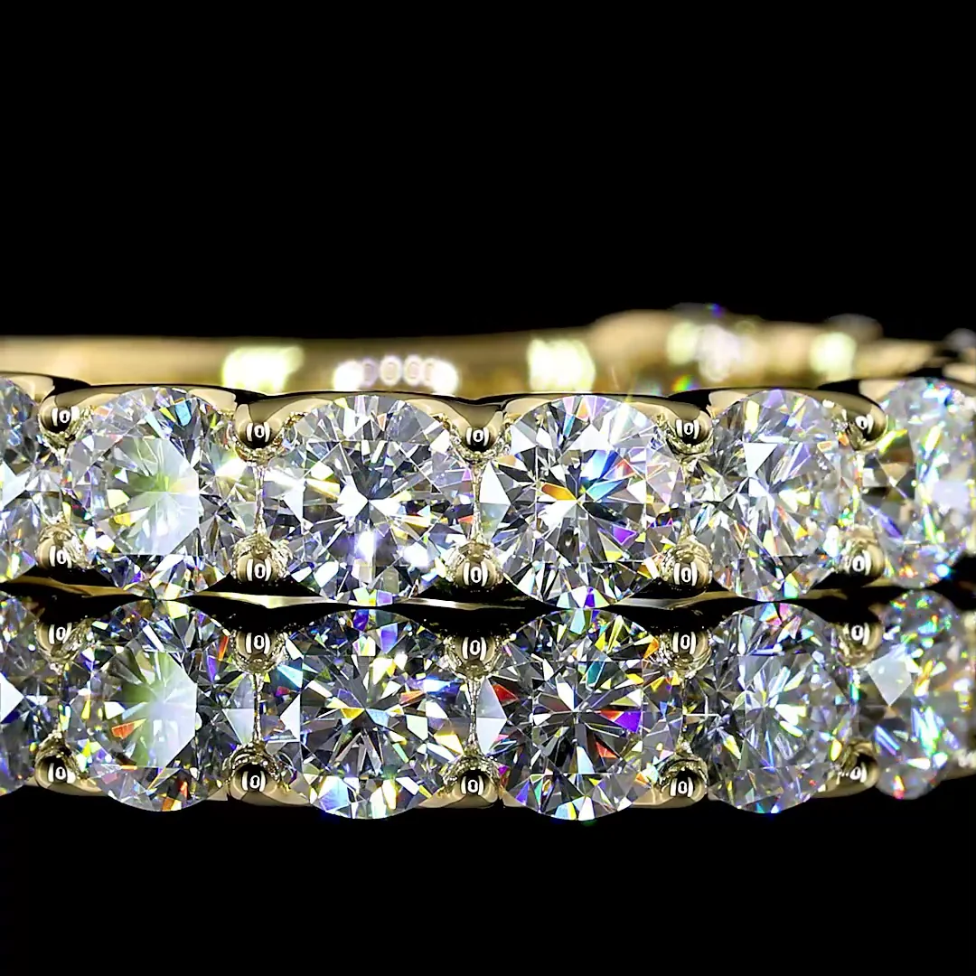 2.01 Cts 14k Yellow Gold Round Shape 3/4 Band Eternity Band - Image 3