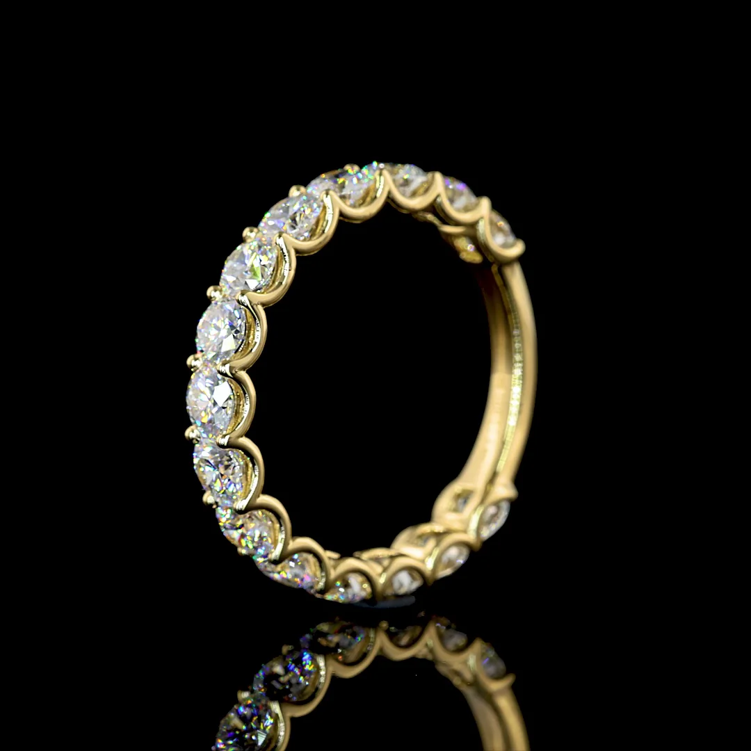 2.01 Cts 14k Yellow Gold Round Shape 3/4 Band Eternity Band - Image 4