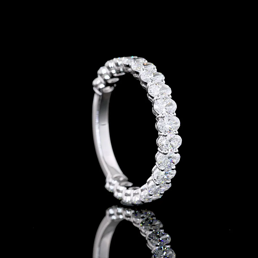 1.94 Cts 18k White Gold Oval Shape 3/4 Band Eternity Band - Image 2