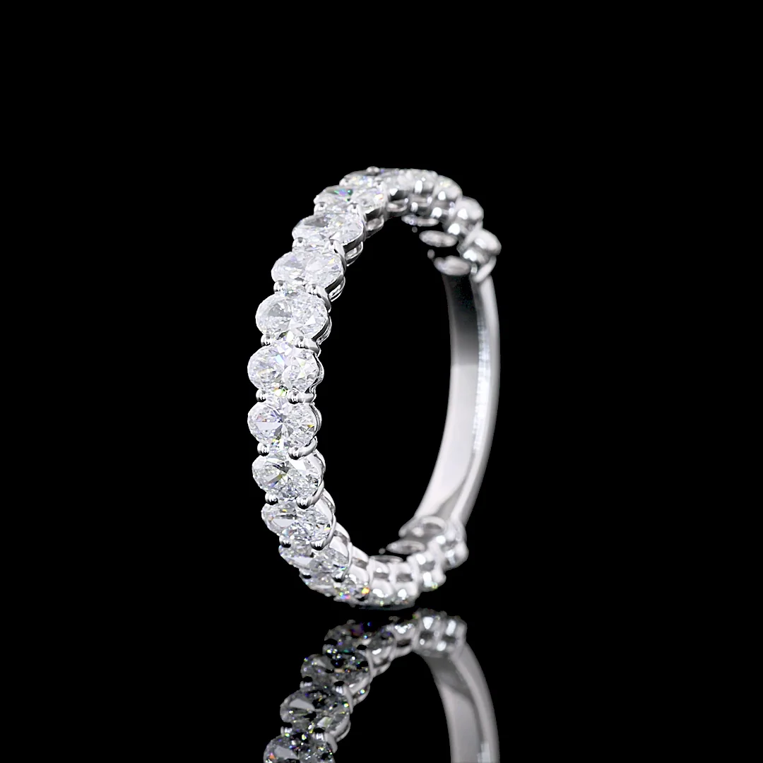 1.94 Cts 18k White Gold Oval Shape 3/4 Band Eternity Band - Image 4