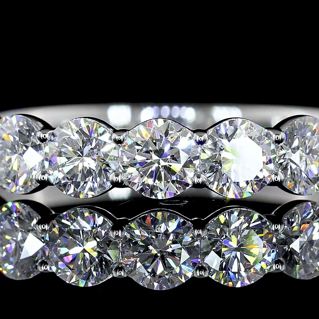 0.95 Cts 14k White Gold Round Shape 7 Stones Eternity Band - Image 3