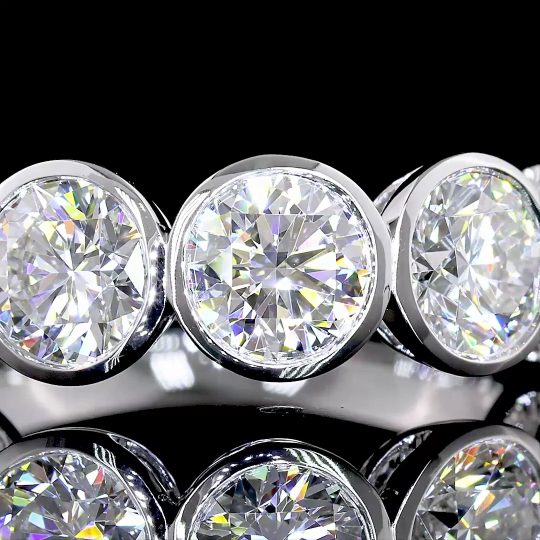 2.96 Cts 14k White Gold Round Shape 5 Stones Eternity Band - Image 3