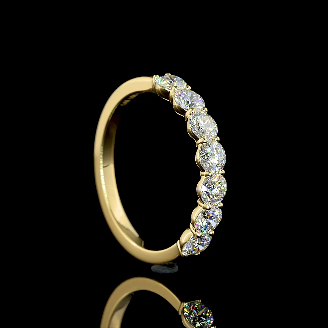 0.94 Cts 14k Yellow Gold Round Shape 7 Stones Eternity Band - Image 2