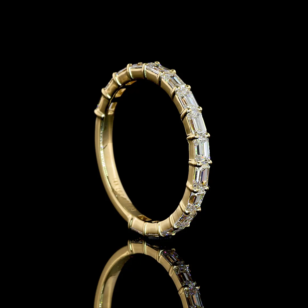 1.23 Cts 14k Yellow Gold Emerald Shape 3/4 Band Eternity Band - Image 2