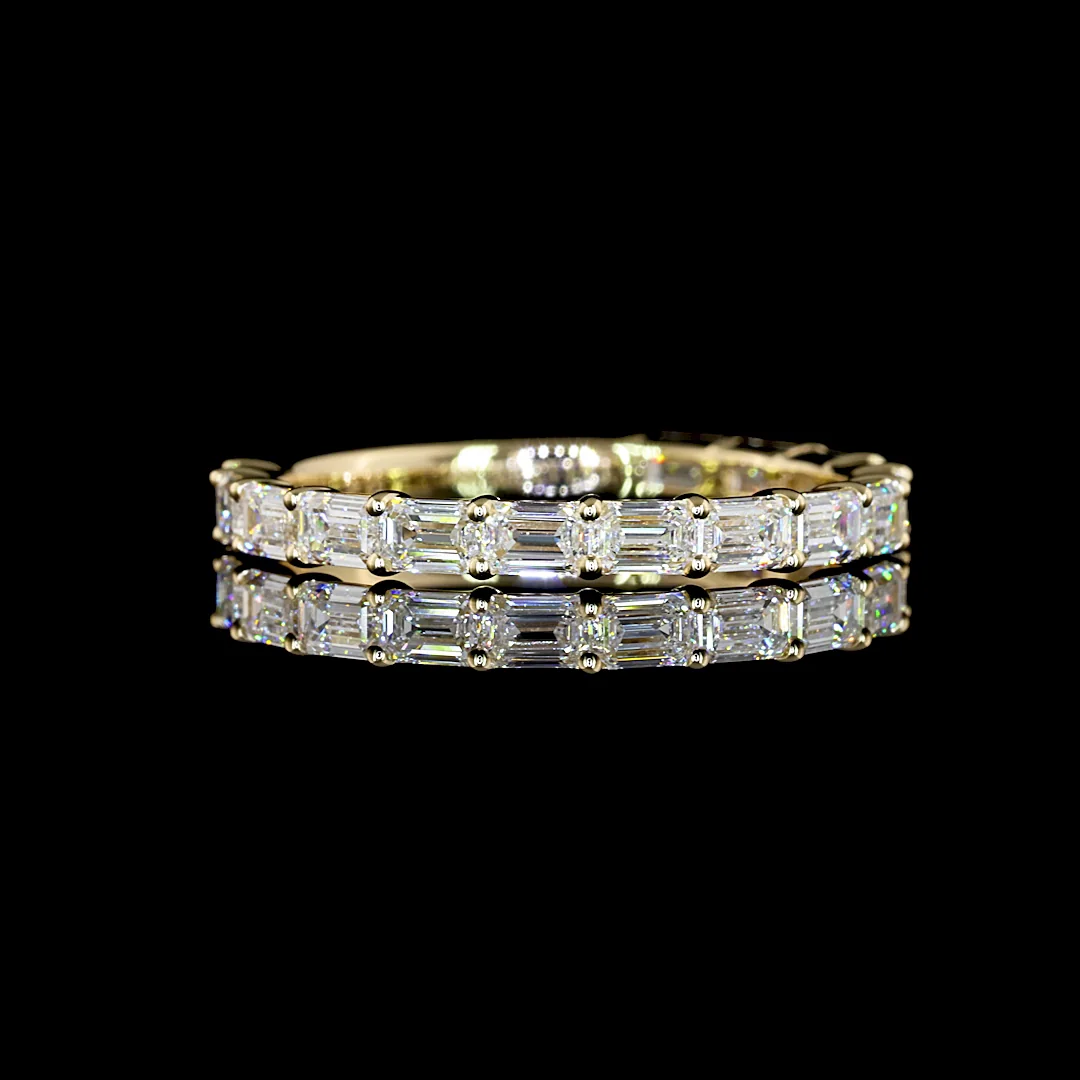 1.23 Cts 14k Yellow Gold Emerald Shape 3/4 Band Eternity Band - Video
