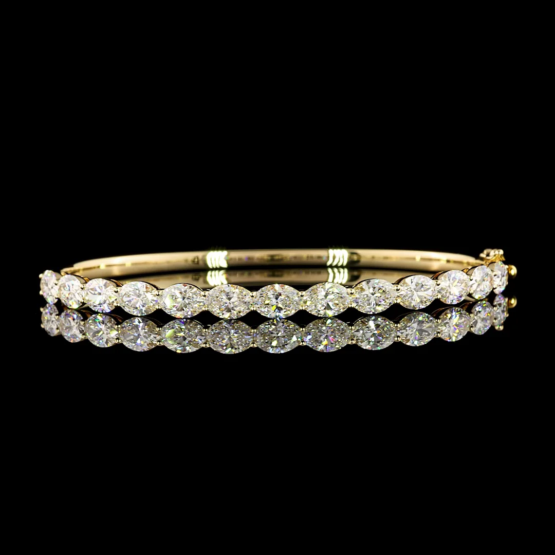 5.64 Cts 14k Yellow Gold Oval Shape Bangles Bracelet - Video