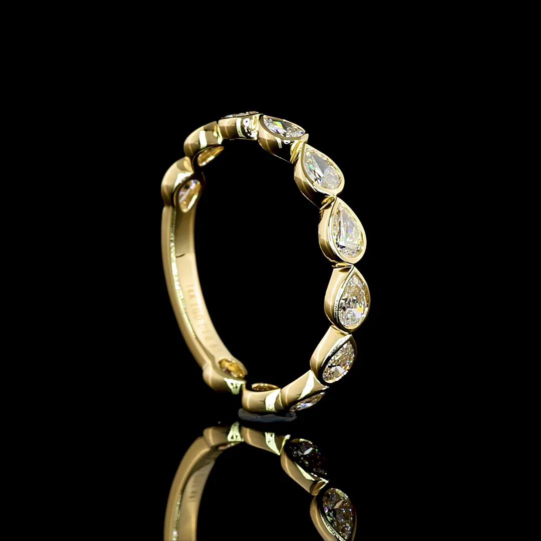 0.83 Cts 14k Yellow Gold Pear Shape 3/4 Band Eternity Band - Image 2