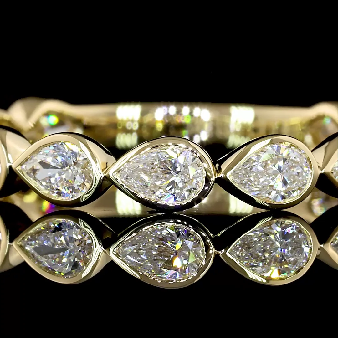 0.83 Cts 14k Yellow Gold Pear Shape 3/4 Band Eternity Band - Image 3