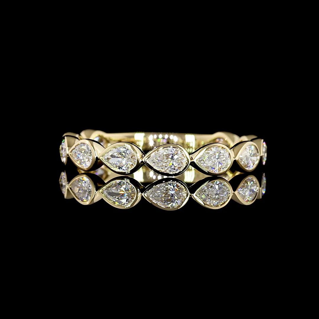 0.83 Cts 14k Yellow Gold Pear Shape 3/4 Band Eternity Band - Video