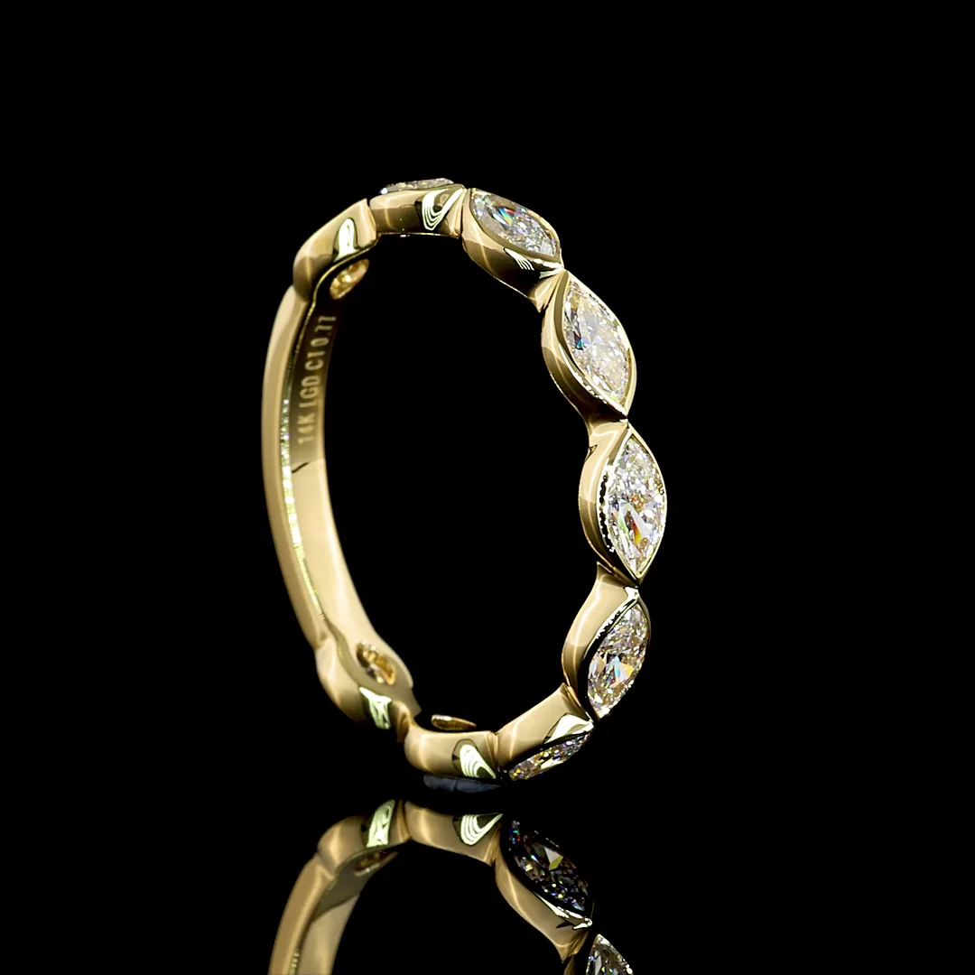 0.77 Cts 14k Yellow Gold Marquise Shape 3/4 Band Eternity Band - Image 2