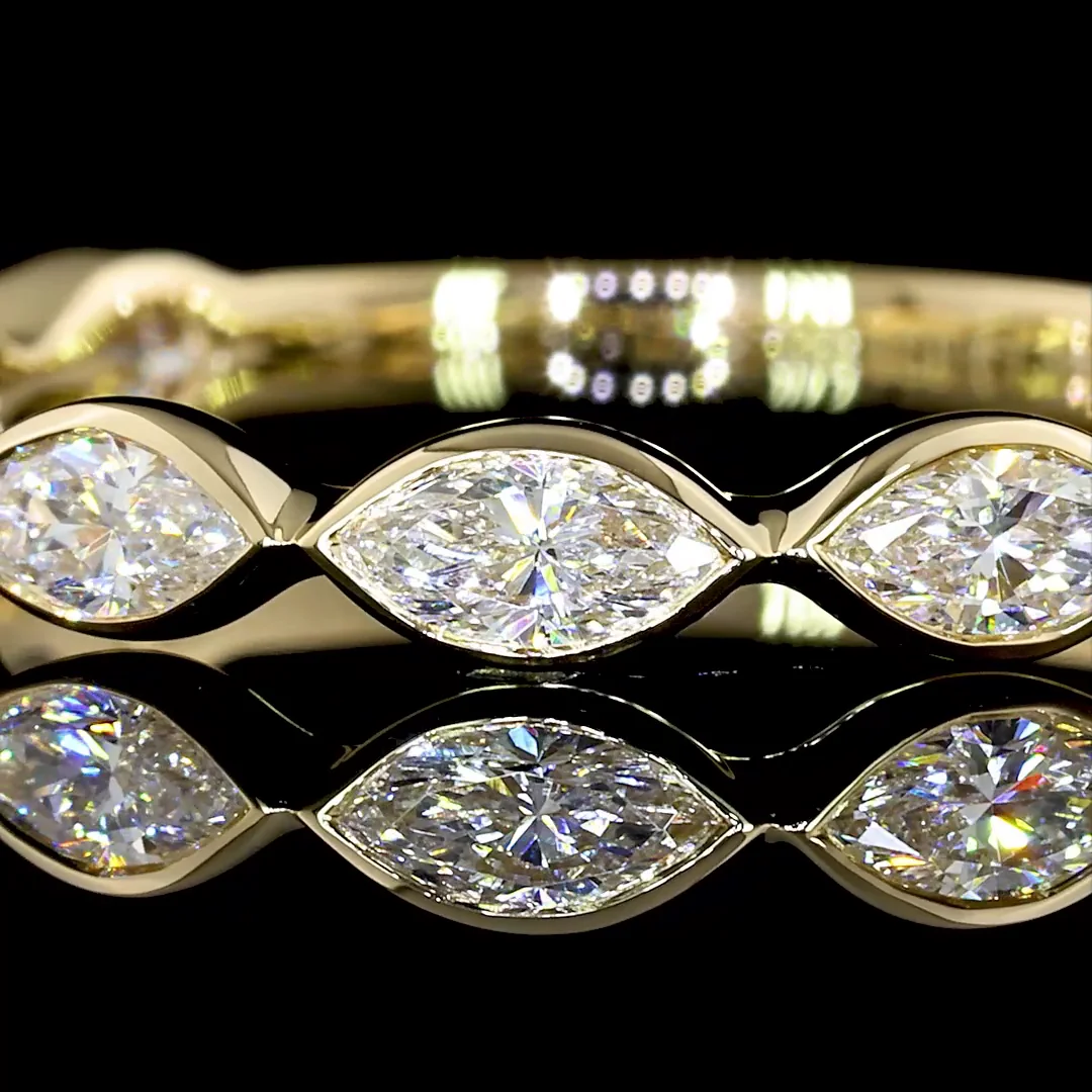 0.77 Cts 14k Yellow Gold Marquise Shape 3/4 Band Eternity Band - Image 3