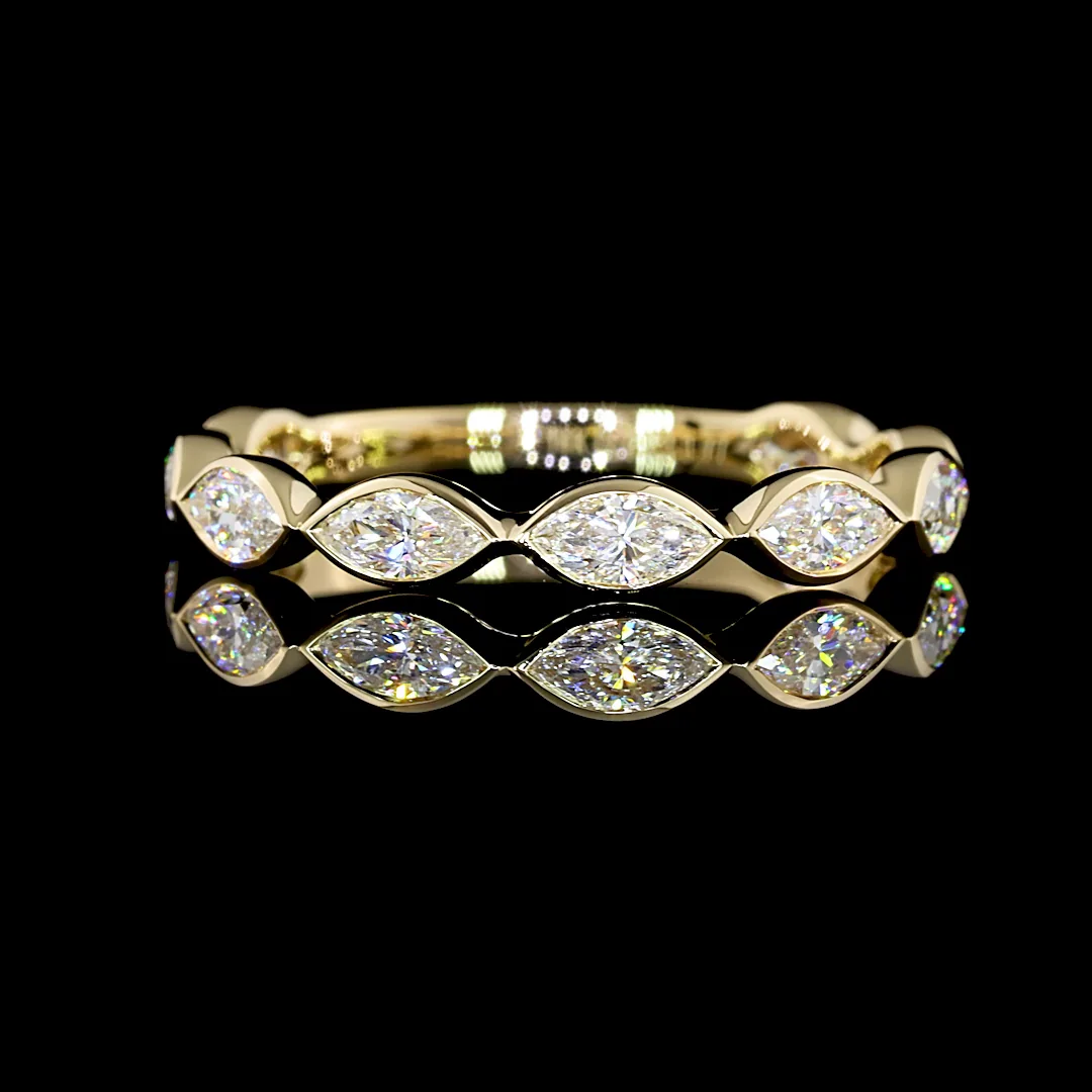 0.77 Cts 14k Yellow Gold Marquise Shape 3/4 Band Eternity Band - Video