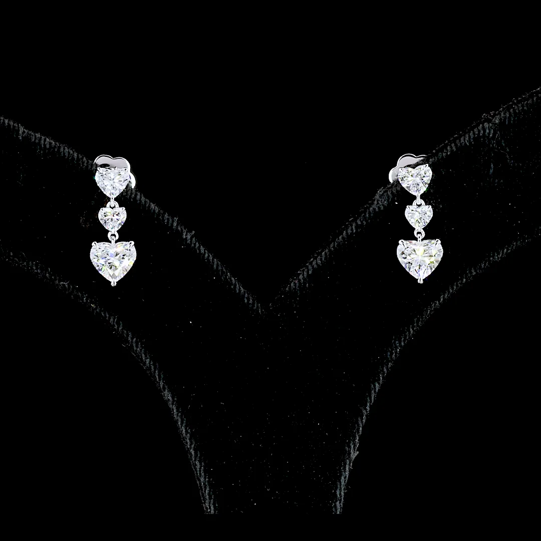 2.03 Cts 14k White Gold Heart Shape Hanging Earring - Image 3