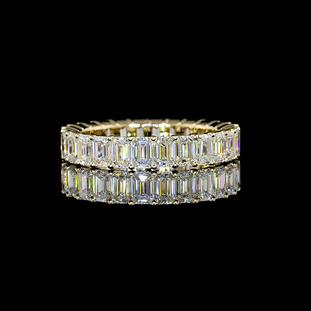 3.12 Cts 14k Yellow Gold Emerald Shape Eternity Band Ring - Video