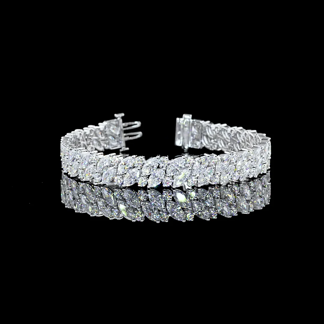 19.76 Cts 14k White Gold Mix Shape Tennis Bracelet - Video