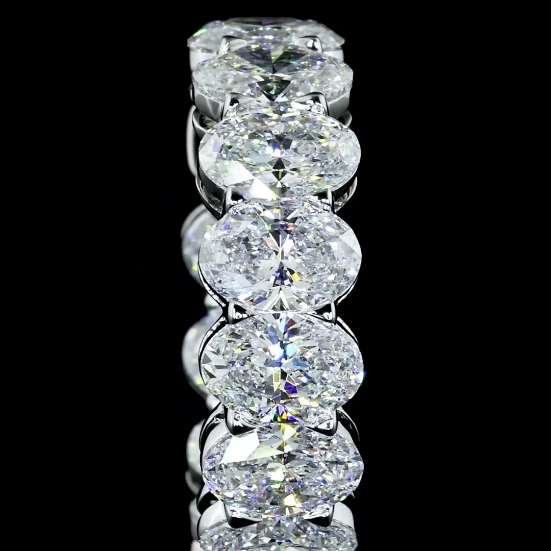 6.2 Cts 14k White Gold Oval Shape Huggies Earring - Image 2