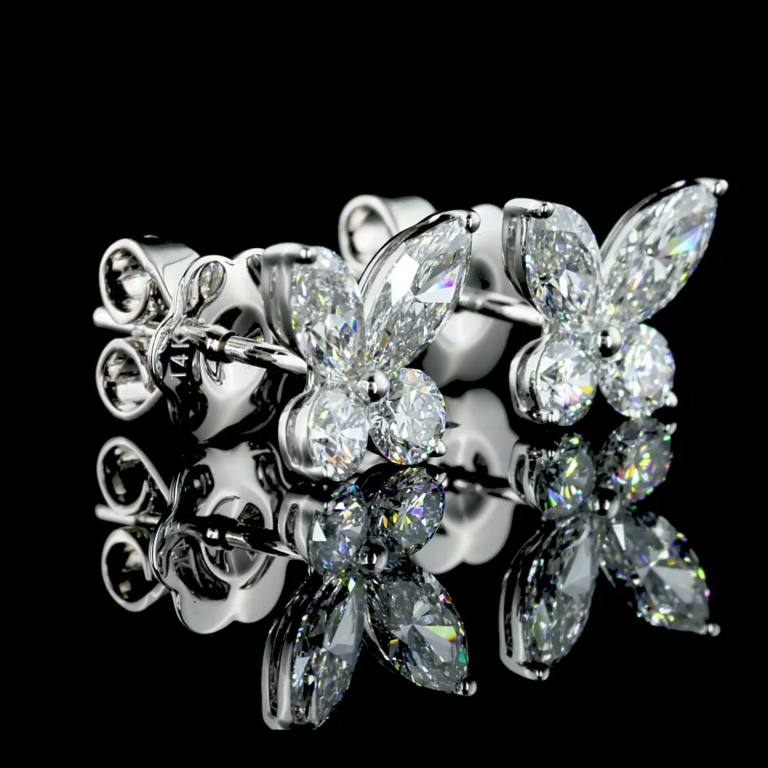 1.2 Cts 14k White Gold Marquise Shape Studs Earring - Video