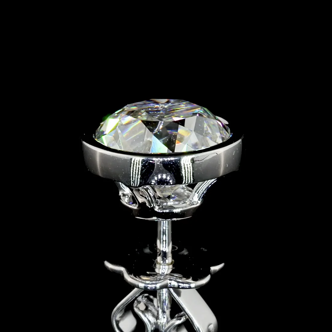 5.02 Cts 14k White Gold Old European Brilliant Shape Studs Earring - Image 4