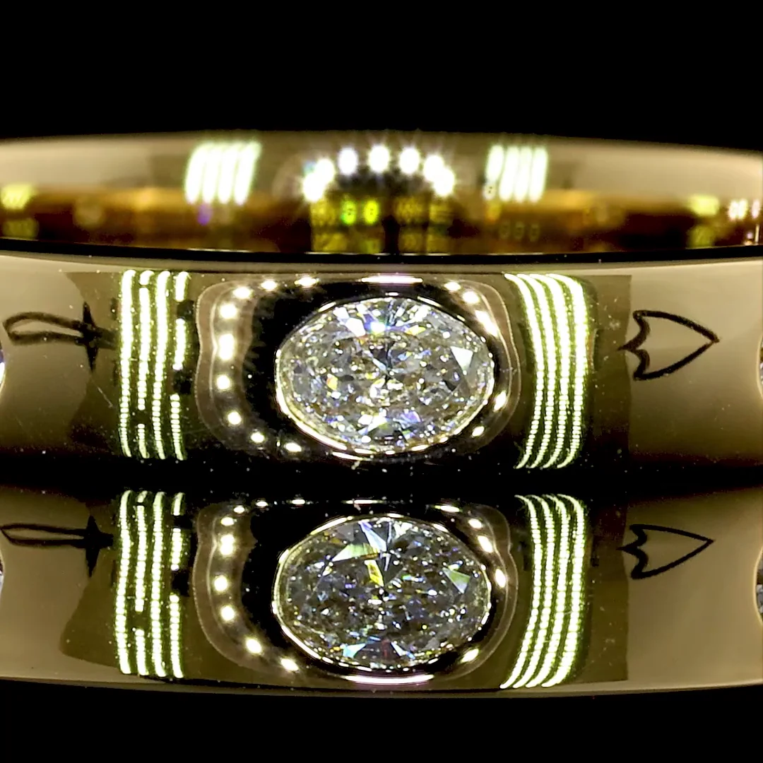 0.38 Cts 14k Yellow Gold Oval Shape 3/4 Band Eternity Band - Image 3