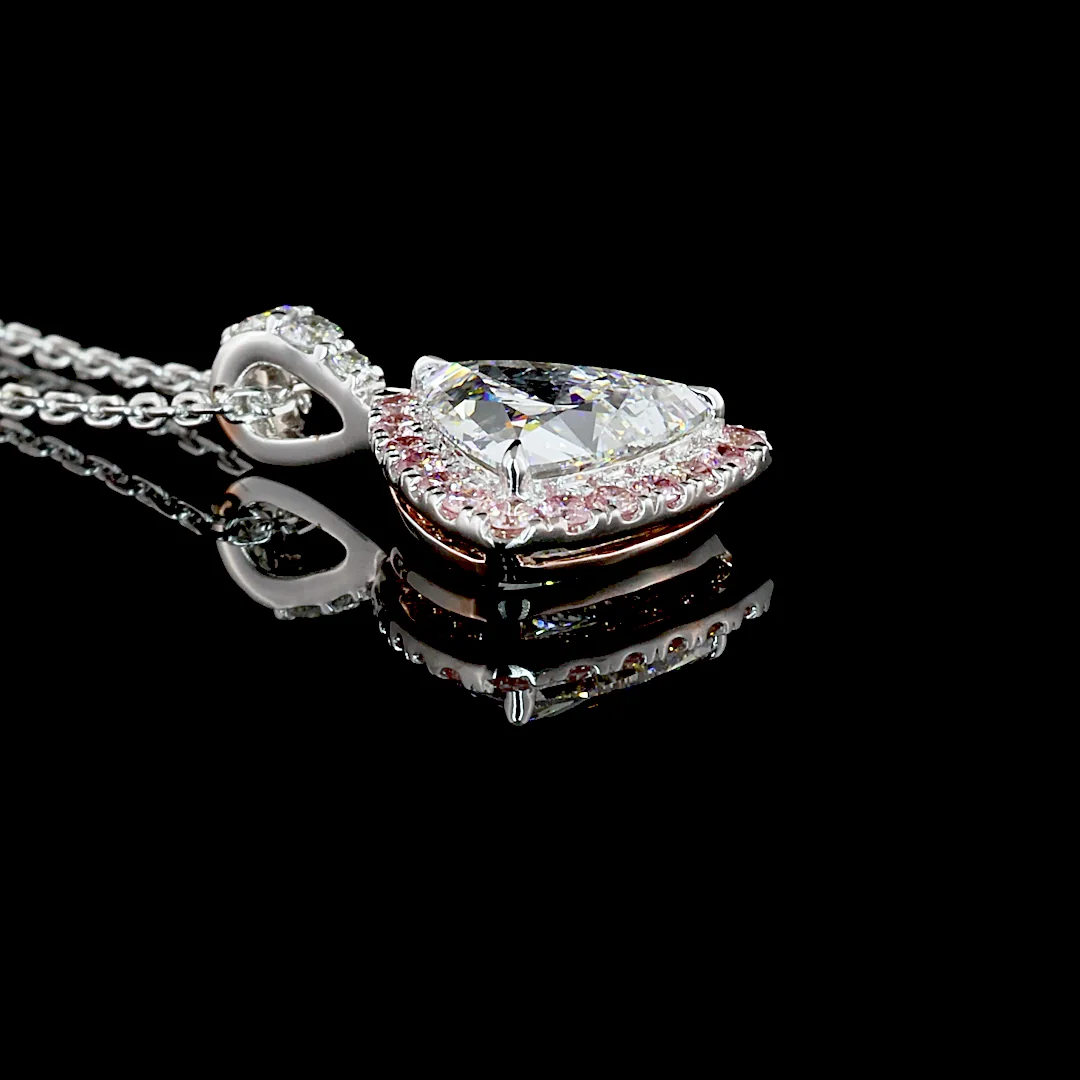 1.31 Cts 14k White Gold Triangle Shape Halo Pendant - Image 2