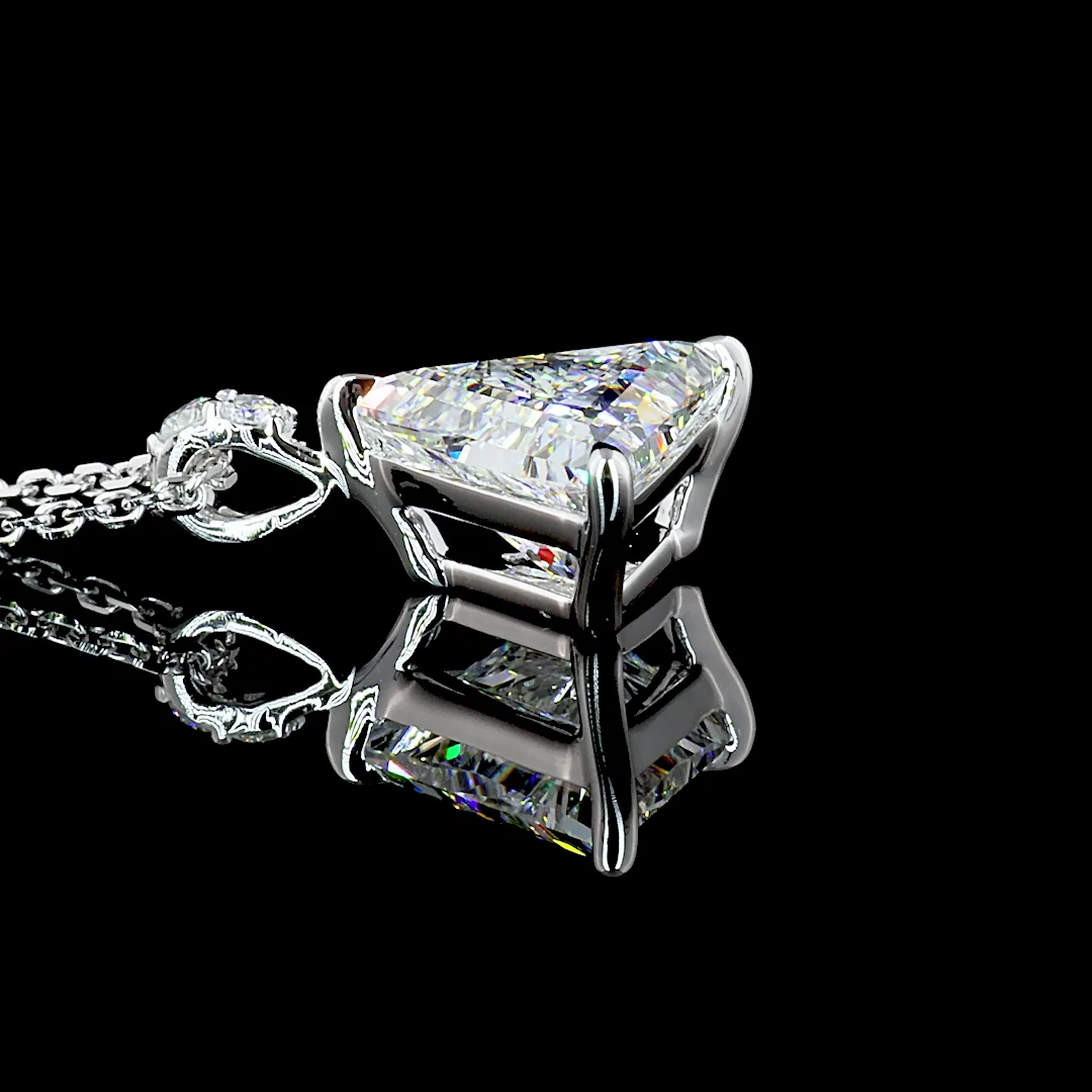 1.98 Cts 14k White Gold Triangle Shape Pendant Pendant - Image 2