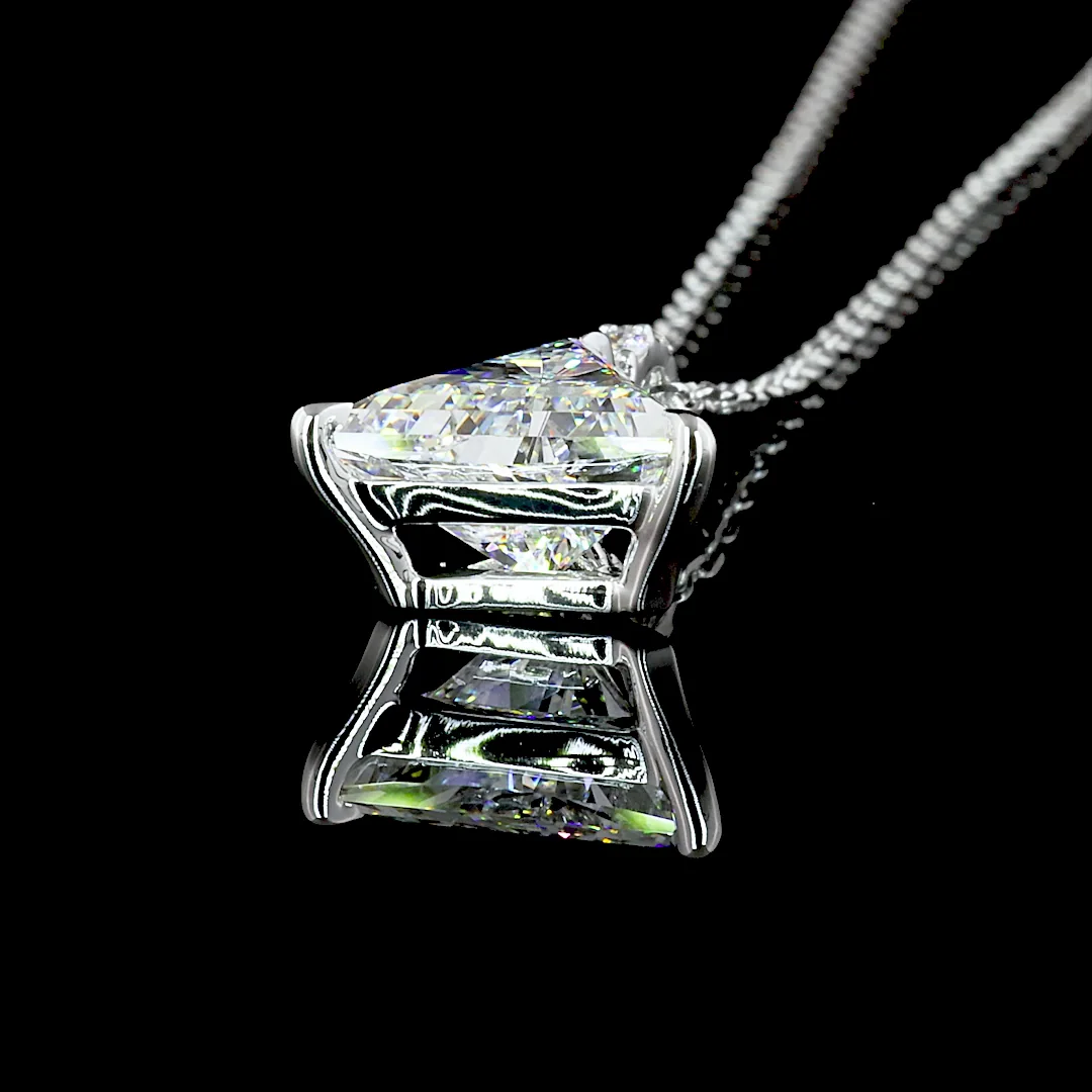 1.98 Cts 14k White Gold Triangle Shape Pendant Pendant - Image 4