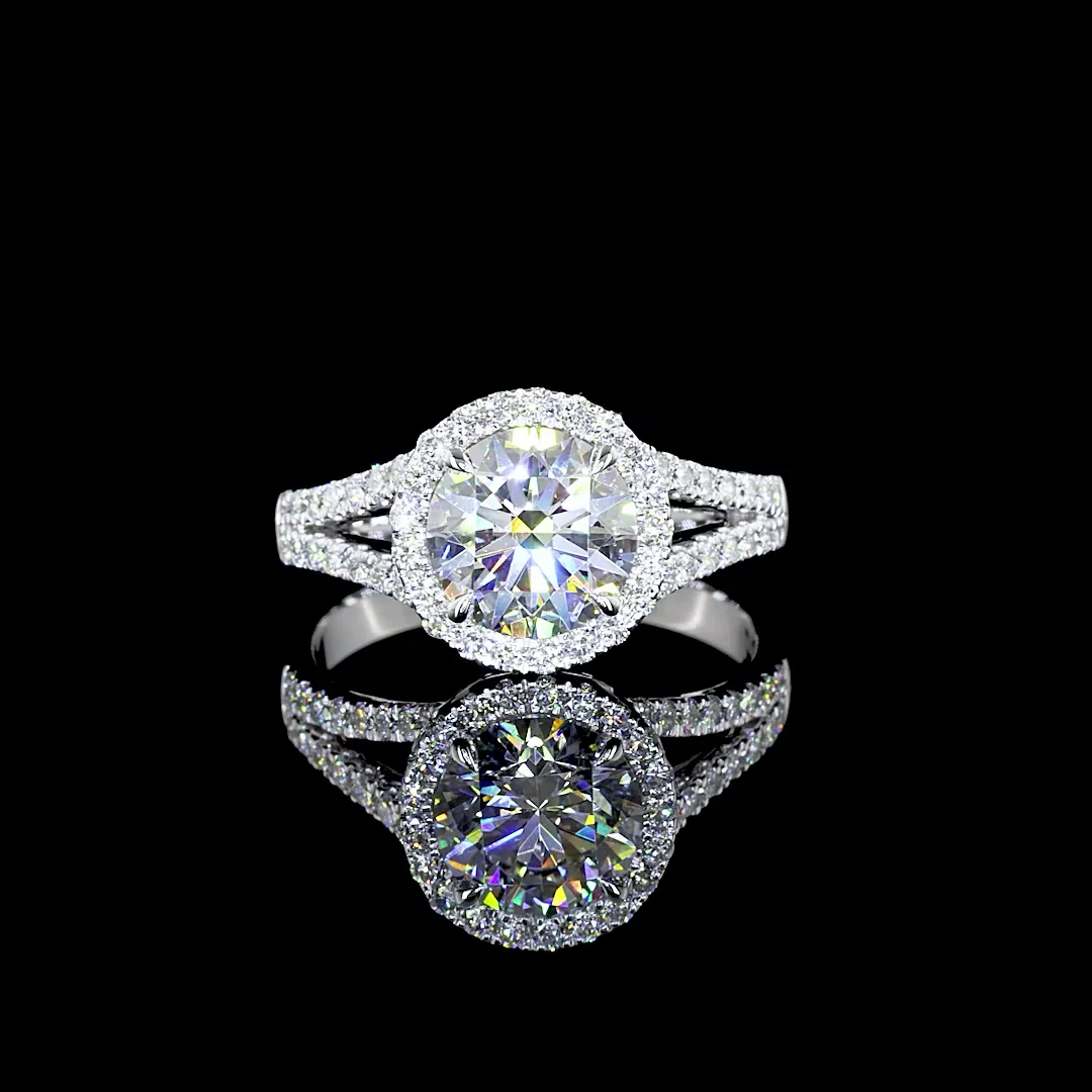 2.04 Cts 14k White Gold Round Shape Split Shank Ring - Video
